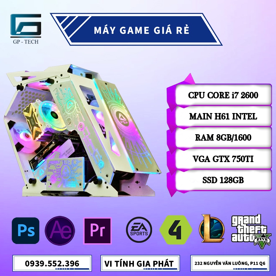 Máy PC ES1 GAMING Core i7 2600 chiến GATA5, FO4, Free Fire, LOL, CS:GO, AUDITION,...