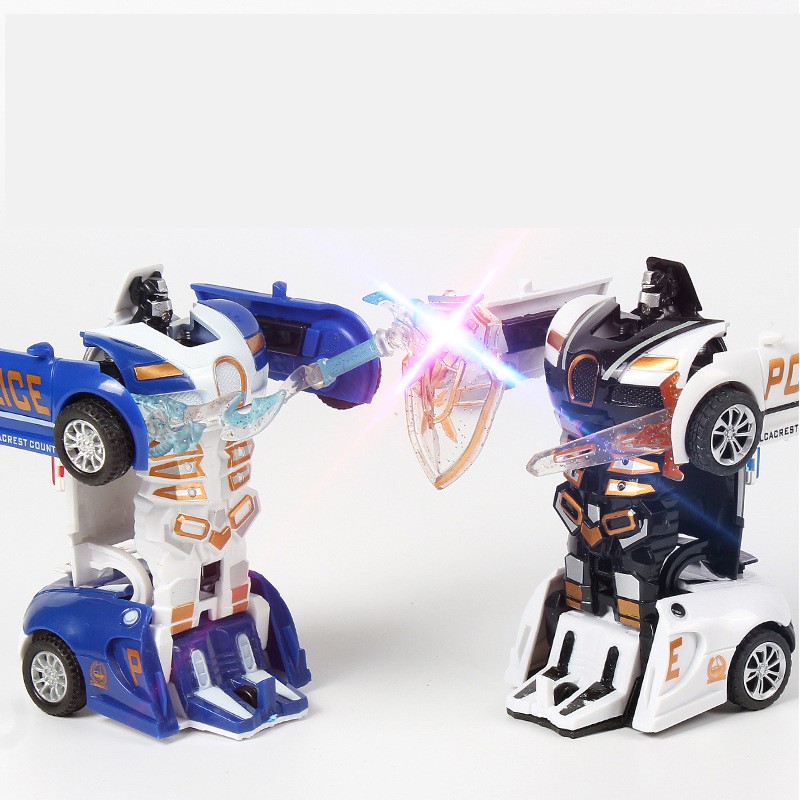Xe ô tô cảnh sát đồ chơi biến hình robot ( giao màu ngẫu nhiên )