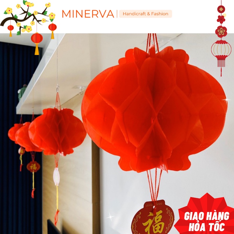 Bộ 10 Lồng đèn đỏ giấy dầu trang trí tết, trang trí lễ tiệc cưới hỏi , trang trí nhà cửa nhiều kích thước