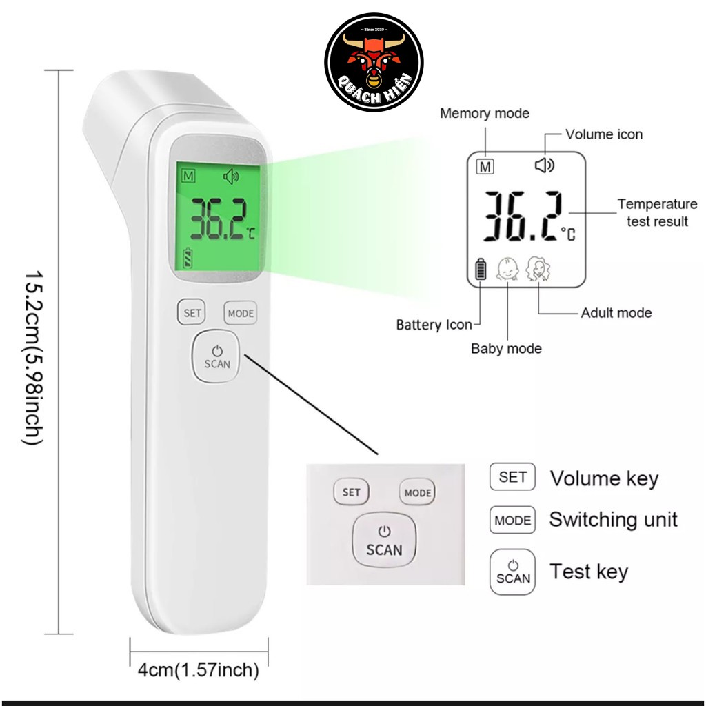 [TẶNG KÈM PIN] Nhiệt Kế Điện Tử Hồng Ngoại Cảm Ứng Đa Năng Đo  Trán, Sữa Nước Không Tiếp Xúc Infrared