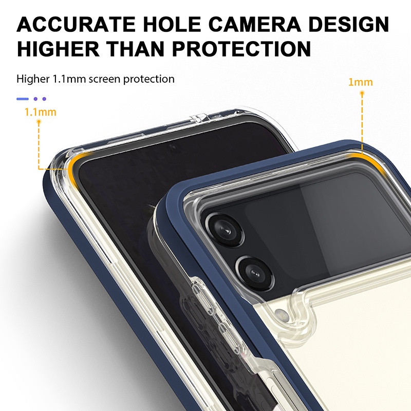 Bao Da Điện Thoại Nắp Gập Bằng acrylic Trong Suốt Chống Sốc Cho samsung galaxy z flip 5 4 3 z flip 4 Ốp