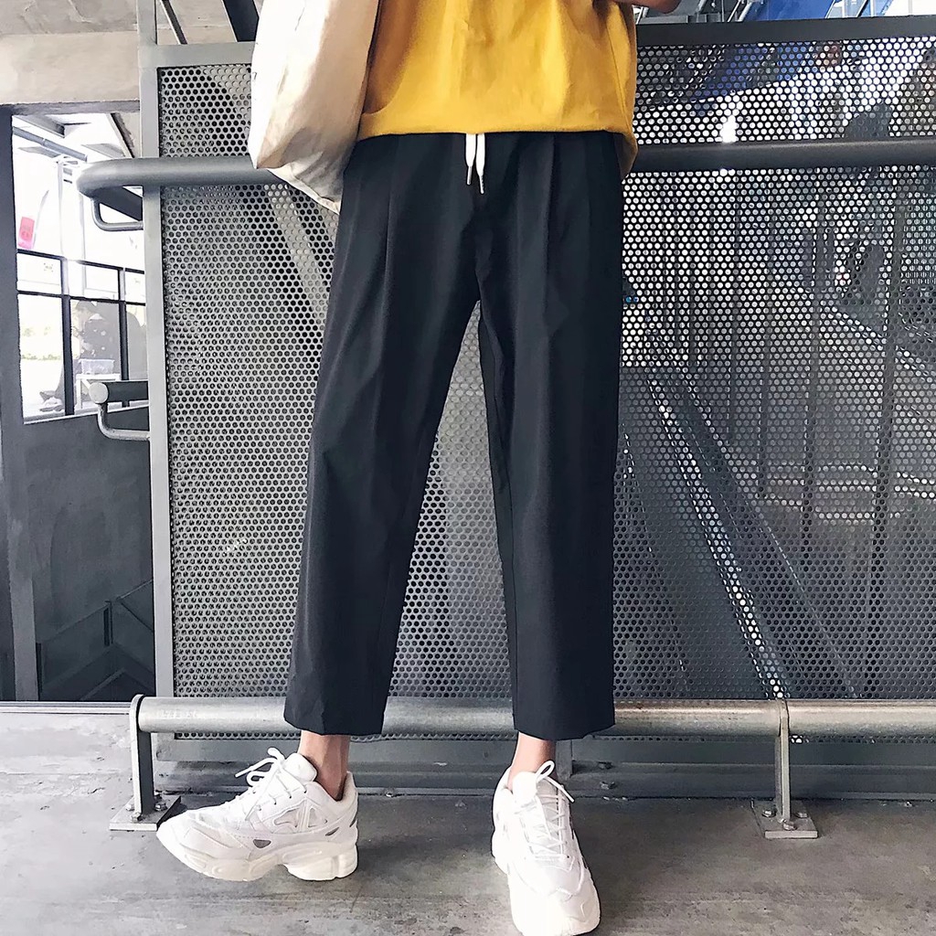 Quần dài ống rộng màu trơn phong cách thời trang Hàn Quốc cho nam giới