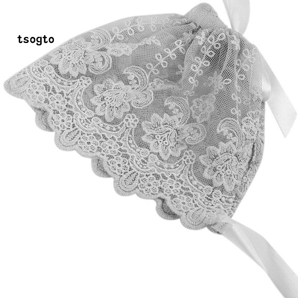 Mũ Trùm Đầu Phối Ren Hoa Cho Bé Gái