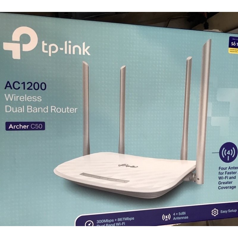 Bộ Phát WIFI TPLINK ARCHER C50 - 2 băng tần - Tốc độ 1167Mbps. Chính Hãng 100%, Bh 24 Tháng