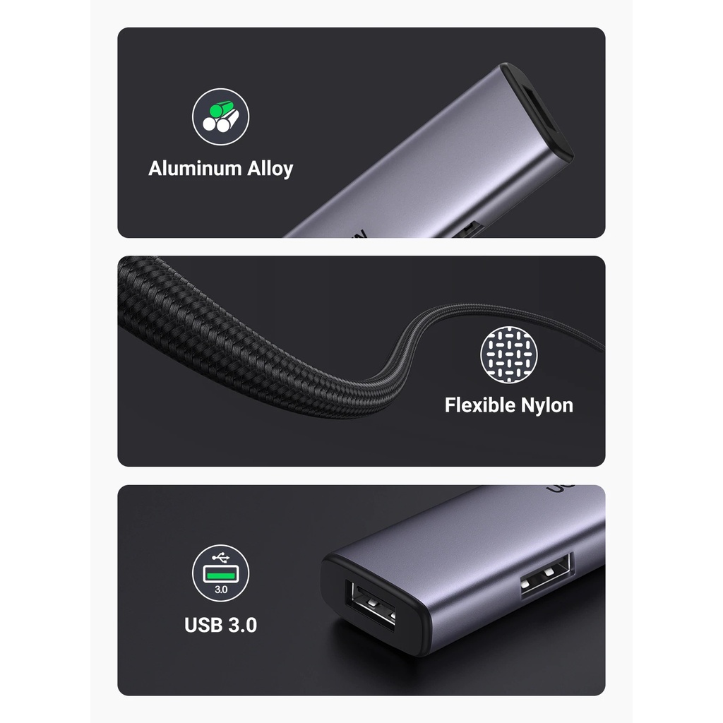 Bộ Chia Hub USB Type C Ra 4 Cổng USB 3.0 Ugreen 70336 Vỏ Nhựa