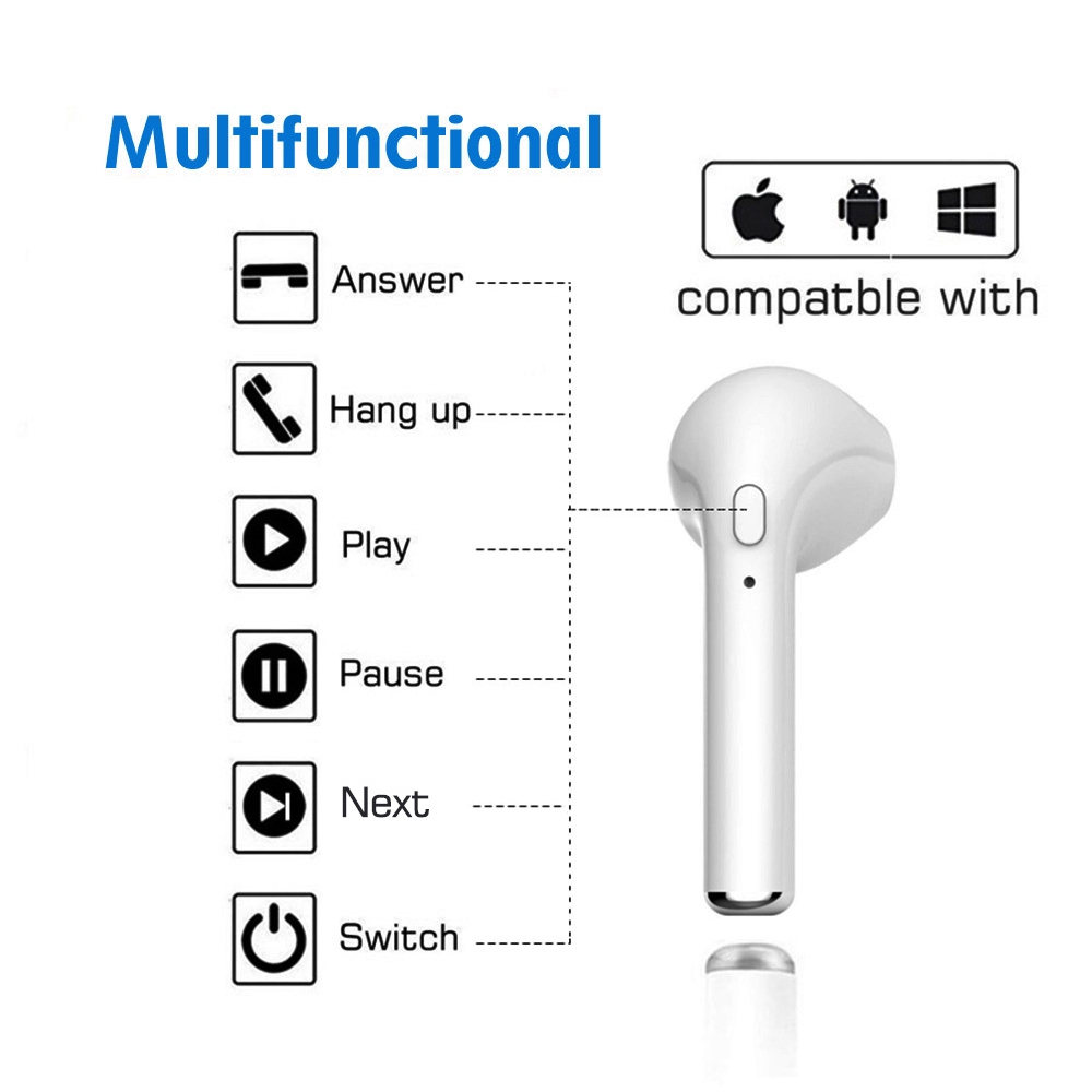 Tai nghe Bluetooth không dây TWS i11 thiết kế tích hợp Microphone cho iPhone Android
