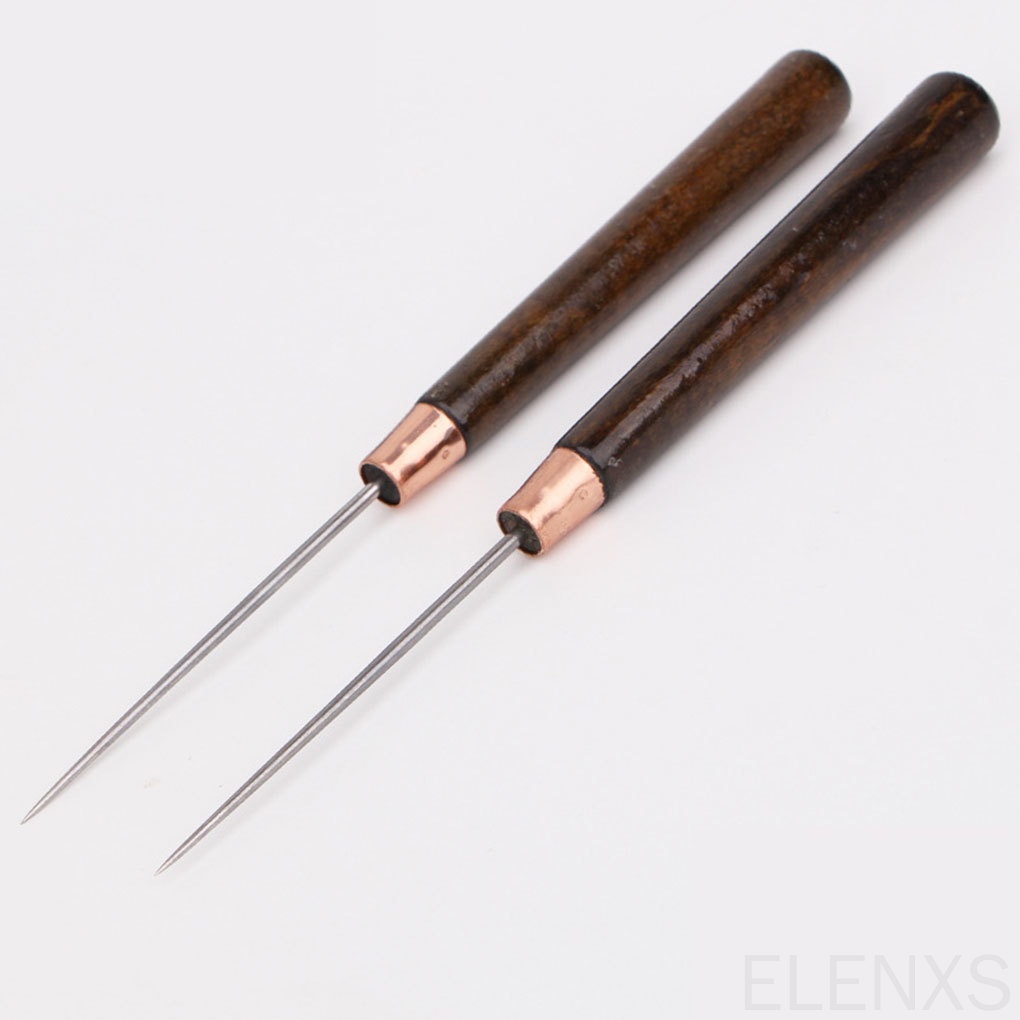 Set 2 dụng cụ may vá đồ da chuyên nghiệp tay cầm bằng gỗ