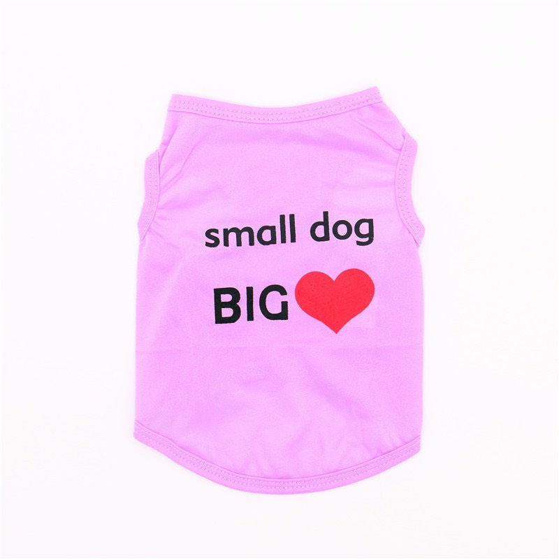 Áo thun chó mèo hình tim loại áo mùa hè không tay Small Dog Big love - Màu ngẫu nhiên