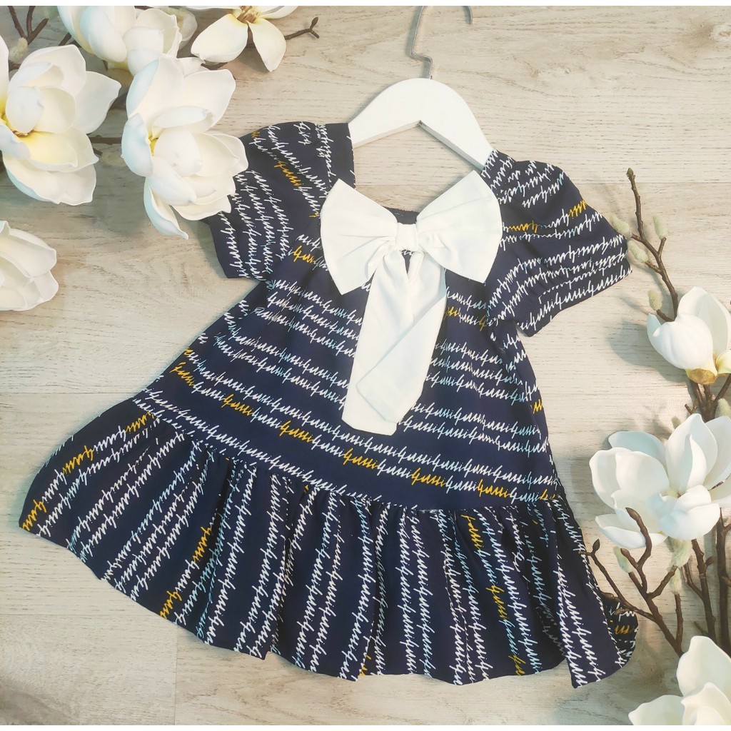 Đầm Váy Cho Bé Chất Vải Đũi Mềm Mịn, Thiết Kế Form Chữ A Họa Tiết Hoa Nhí Xinh Xắn BHDV081