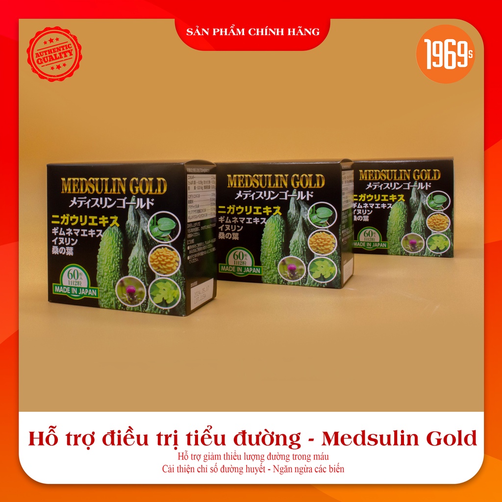 Viên uống hỗ trợ tiểu đường Jpanwell Medsulin Gold chỉ số đường huyết, ngăn ngừa các biến chứng 60 viên