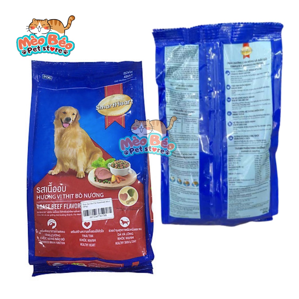 Thức ăn hạt cho chó lớn SMART HEART ADULT vị thịt bò - Túi 400g