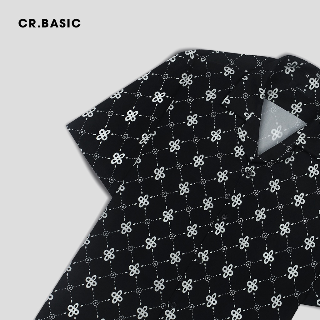 Áo sơ mi tay ngắn nam nữ CR.BASIC form rộng sơ mi họa tiết ngắn tay unisex cộc tay USM607