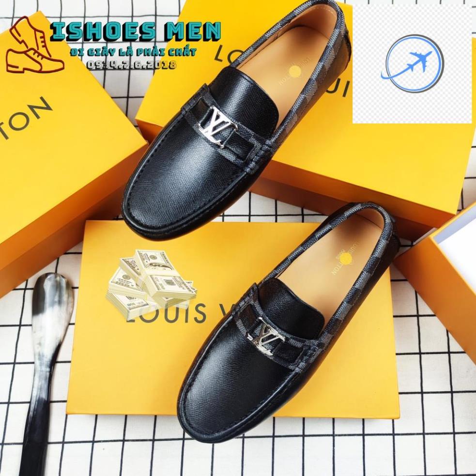 🕶️❤️ Giày Lười Nam, Giày Mọi Moca LV nam Da Bò Thật Viền Caro Thời Trang chuẩn form Full Box Bảo Hành 1 năm 🕶️❤️