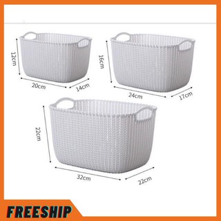 { HÀNG CAO CẤP } Rổ nhựa giả đan mây có quai cầm đủ kích cơ phong cách Hàn quốc