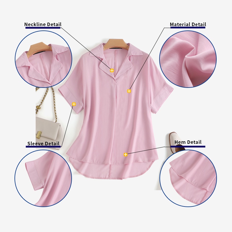 Zanzea Áo Sơ Mi Tay Lửng Cổ Bẻ Dáng Rộng Màu Trơn Thời Trang Cho Nữ