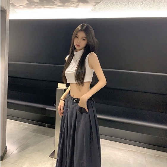 DB002 Set Croptop trắng chân váy dài đường phố thu đông hàng thiết kế cao cấp mới 2023