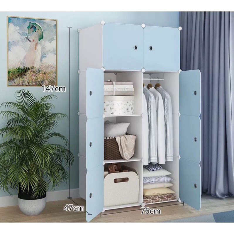 TỦ NHỰA QUẦN ÁO LẮP GHÉP 8 Ô TẶNG THANH TREO