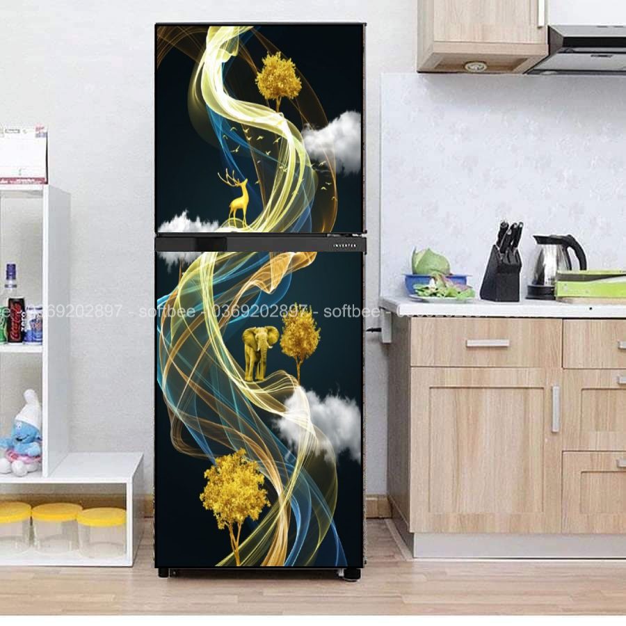 Miếng dán tủ lạnh, máy giặt chất liệu decal chống thấm nước, keo chắc chắn