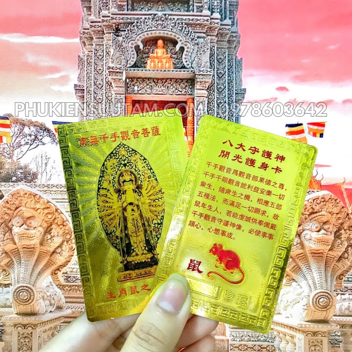 Thẻ Kim Bài Phật Bản Mệnh Tuổi Tý - Bồ Tát Thiên Thủ Thiên Nhãn - TMT Collection - SP005716