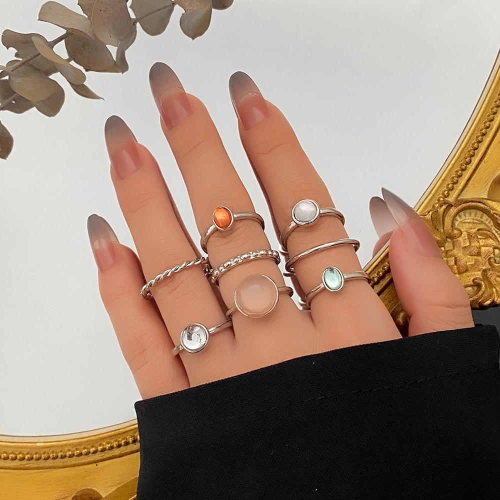 Set 8 nhẫn đeo tay phong cách vintage thời trang cho nữ