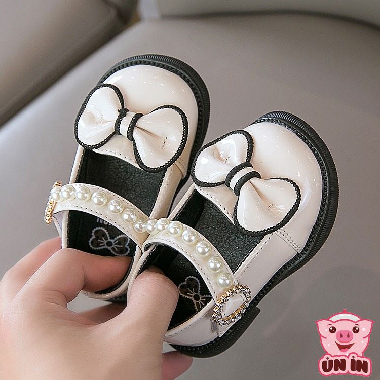 Giày búp bê tập đi cho bé gái đế mềm nhẹ chống trơn trượt phối nơ xinh xắn quai dán đính ngọc mẫu mới nhất M304
