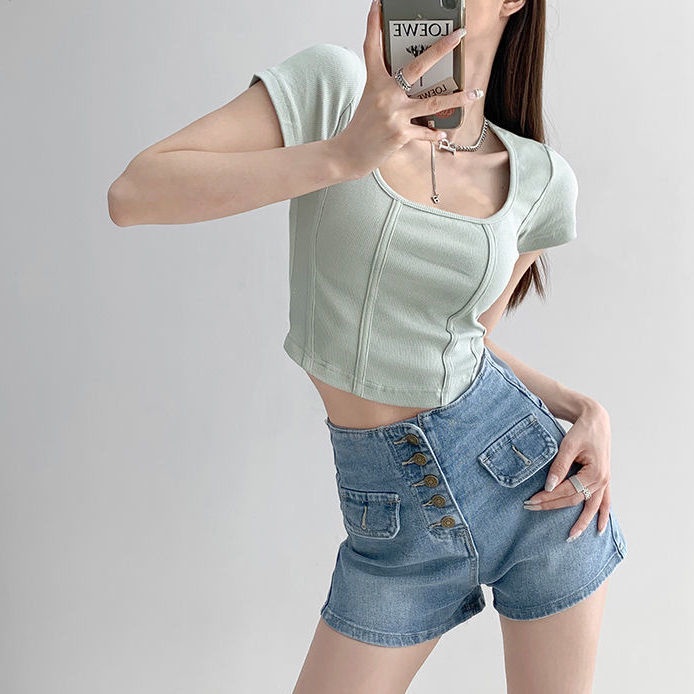 Áo Croptop Tay Ngắn Cổ Vuông JL-TX-292