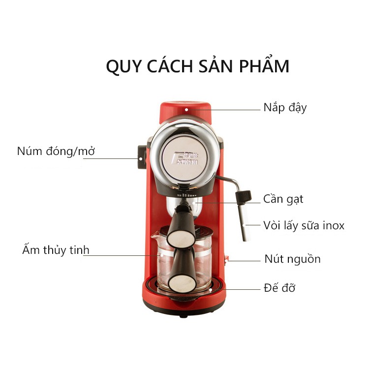 Máy pha cà phê capuchino, espesso, máy pha cà phê tiện lợi (Vỏ nhựa), màu đỏ 2005 H101R