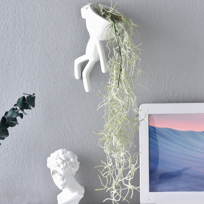 Nordic Home Hanging Vase Flower Planter Pots White Resin Art (A)