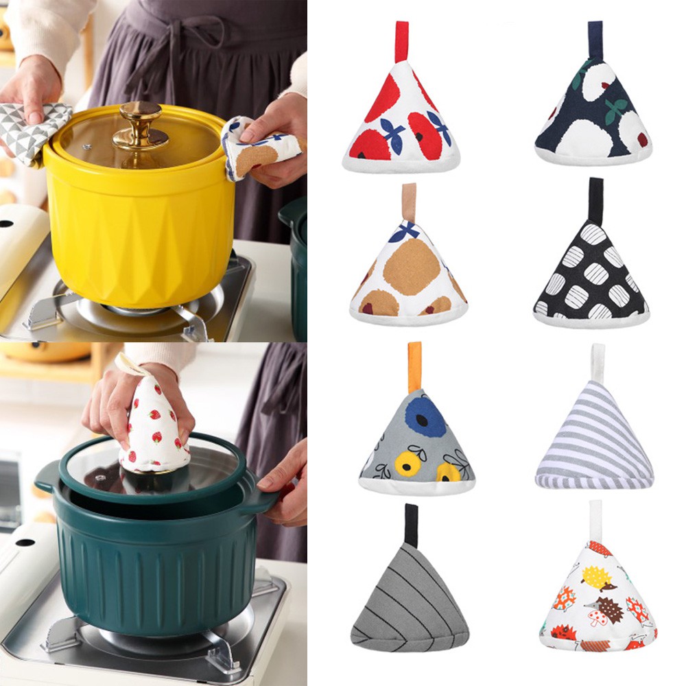Vỏ Bọc Tay Cầm Xoong Nồi Hình Tam Giác Bằng Vải Cách Nhiệt Chống Bỏng