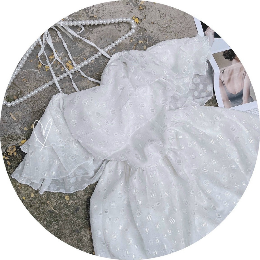 SET ÁO TAI BÈO TẦNG +  CHÂN VÁY XÒE TRẮNG