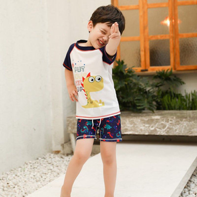 Set đồ bơi ngắn tay in họa tiết hoạt hình năng động dành cho bé trai từ 3-11 tuổi