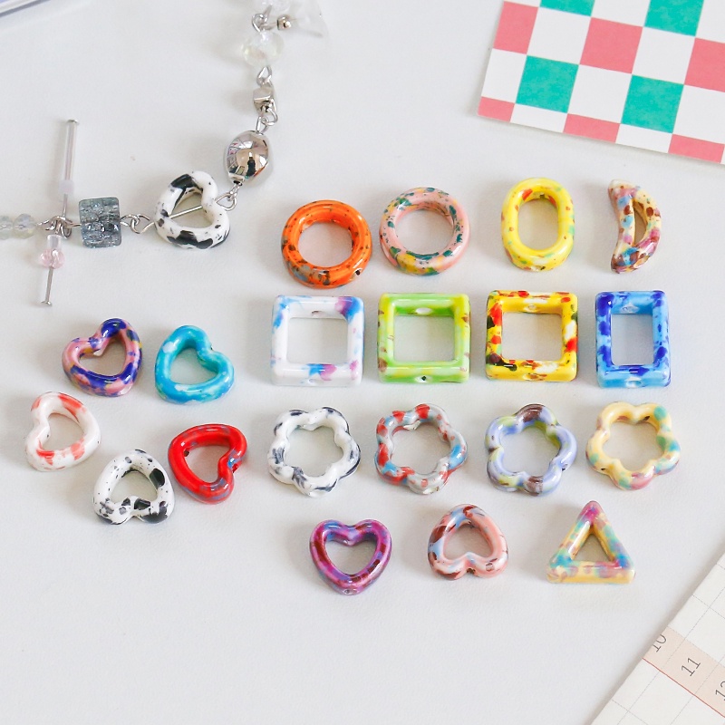 Hạt Cườm Bằng Gốm Hình Vuông Họa Tiết Hình Học Dùng Làm Trang Sức Thủ Công