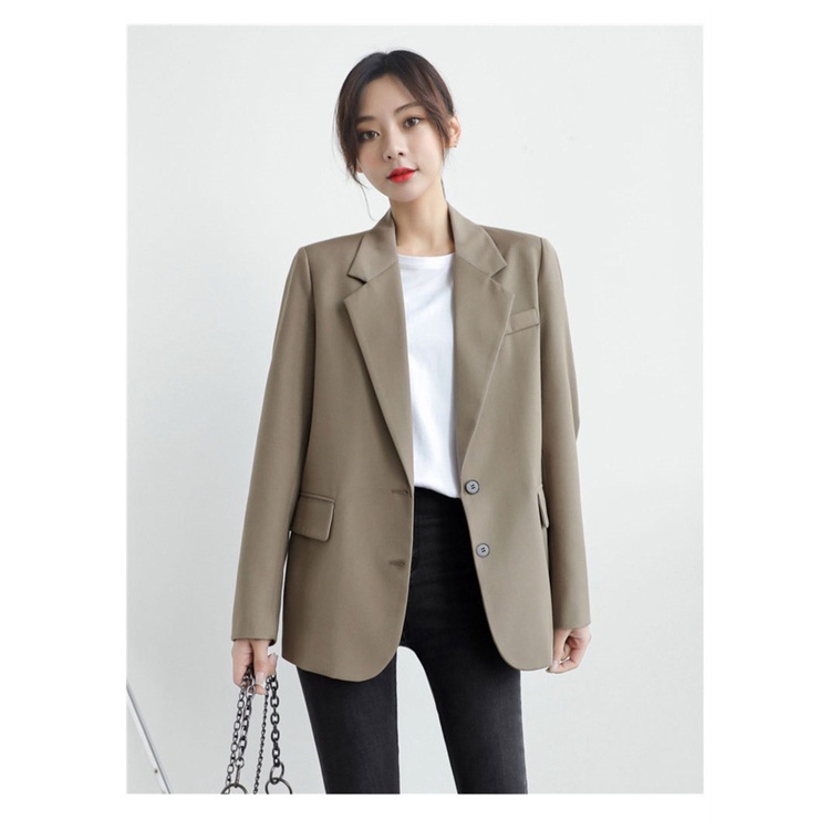 Áo Khoác blazer Mỏng Dáng Rộng Màu Đen Phong Cách Anh Quốc Thời Trang Xuân Thu  Dành Cho Nữ