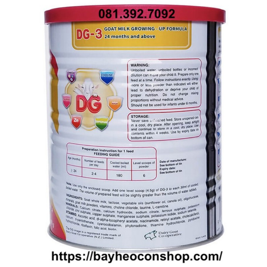 Bộ 02 sản phẩm Sữa Dê công thức DG-3 400g