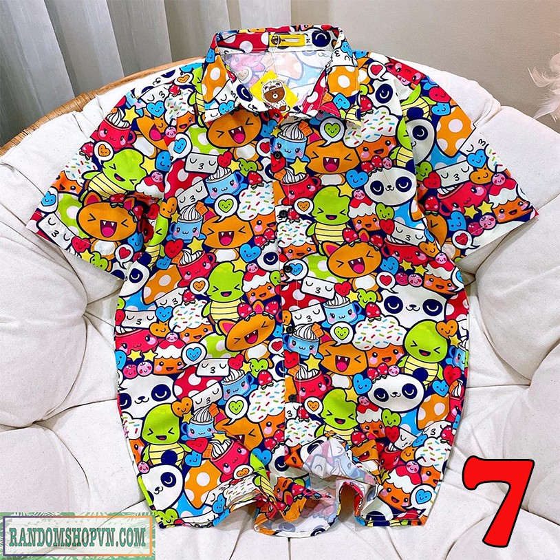 Áo sơ mi hoạt hình nhiều họa tiết cute.