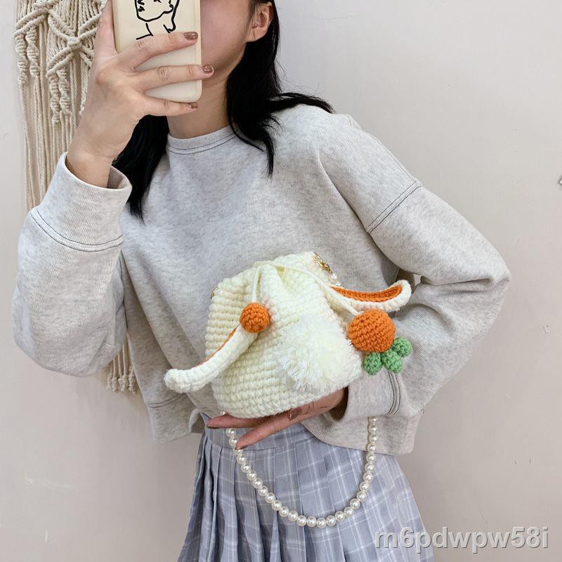 Thu đông mới 2020 handmade tự làm dâu tây túi xô nhỏ len đan gói nguyên liệu thỏ dễ thươngX