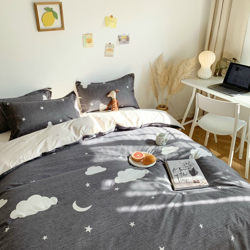 Set Cotton Poly Mây Sao Xám