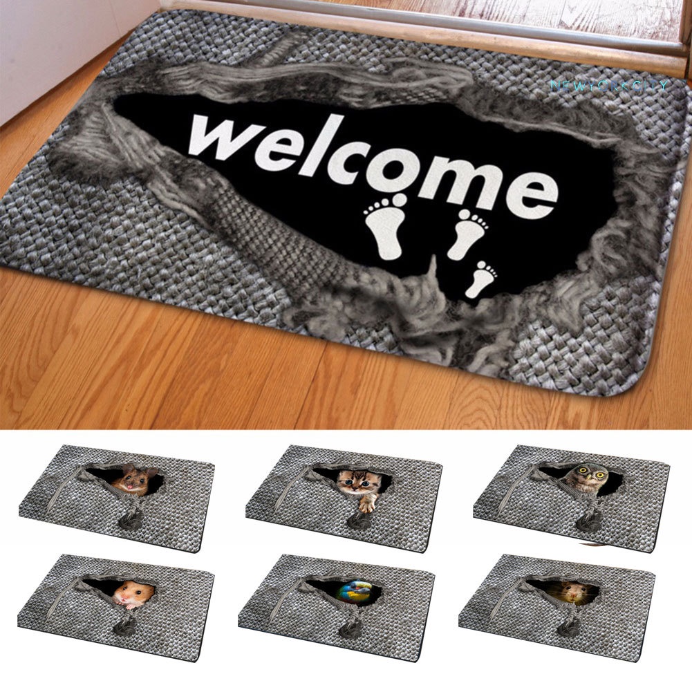 Thảm lót cửa chùi chân Chống Trượt Thấm Hút Nước Hình Động Vật Dành Cho Trẻ Em