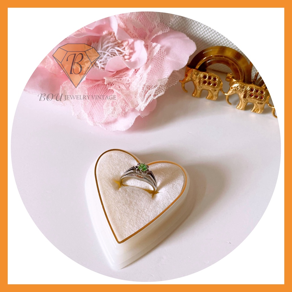 NHẪN ĐÍNH ĐÁ XANH SECONDHAND TRANG SỨC SI NHẬT BẢN BOU JEWELRY VINTAGE MÃ N027