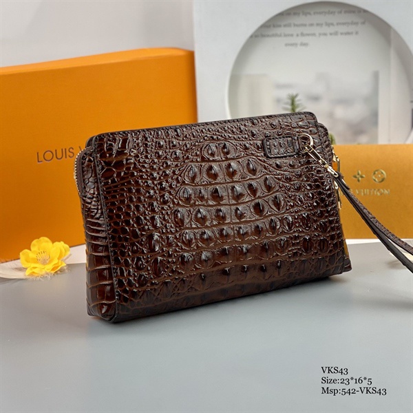 Clutch - Ví cầm tay Nam Nữ khóa số bảo mật cao cấp Da cá sấu 2 màu  -VKS43