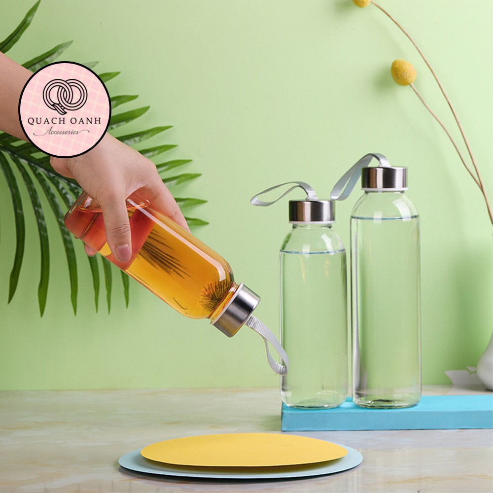 Bình nước detox thủy tinh 500ml trong suốt có quai xách – BN30 | BigBuy360 - bigbuy360.vn
