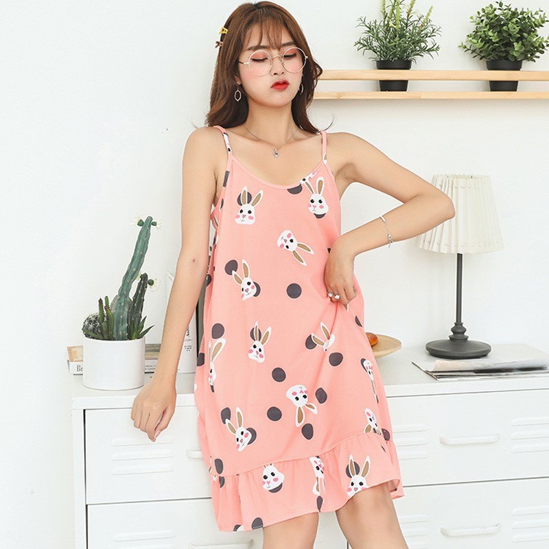 (Tặng kèm bịt mắt) Váy ngủ cotton kute siêu mềm mát