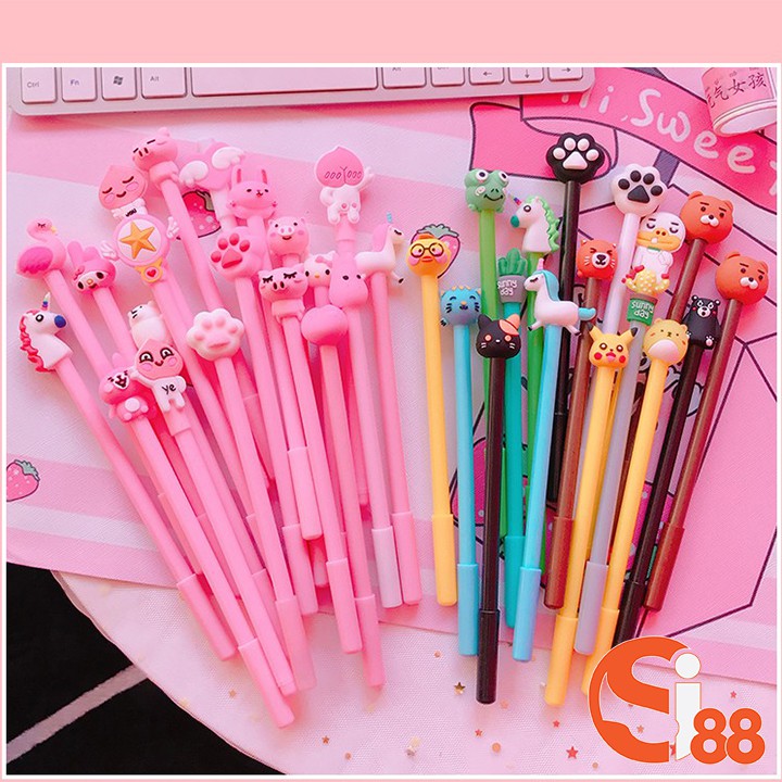 Set 20 Bút Bi Nước Hình Thú Ngộ Nghĩnh Cute - Bút Viết Tặng Kèm Túi Zip GD99