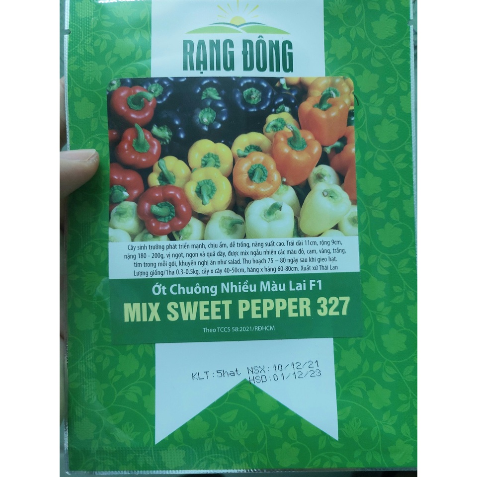 Hạt giống ớt chuông mix nhiều màu RD327, đóng gói 5 hạt