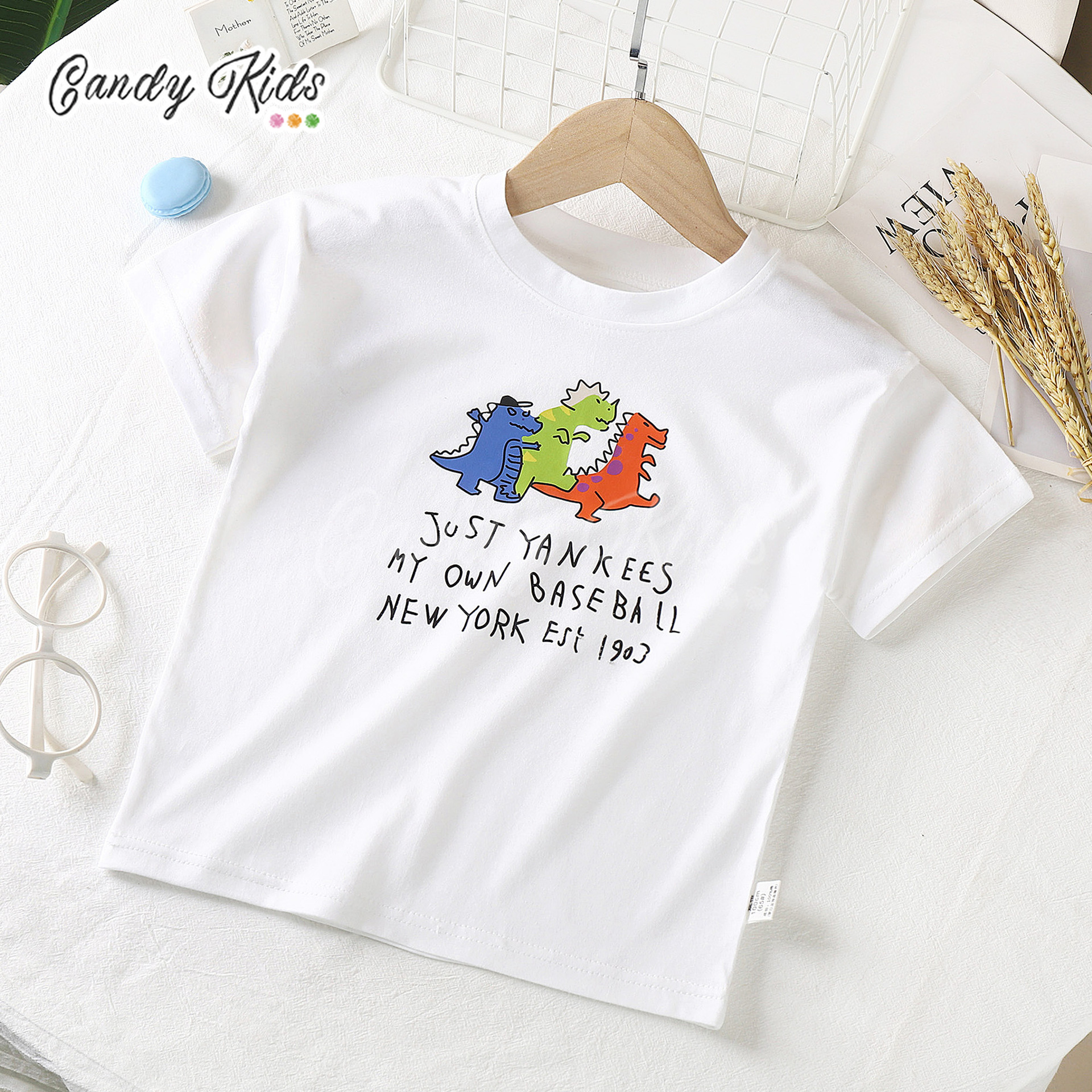 Áo Thun Ngắn Tay Chất Liệu Cotton In Hình Hoạt Hình Dễ Thương Dành Cho Trẻ Nhỏ 1-8 Tuổi