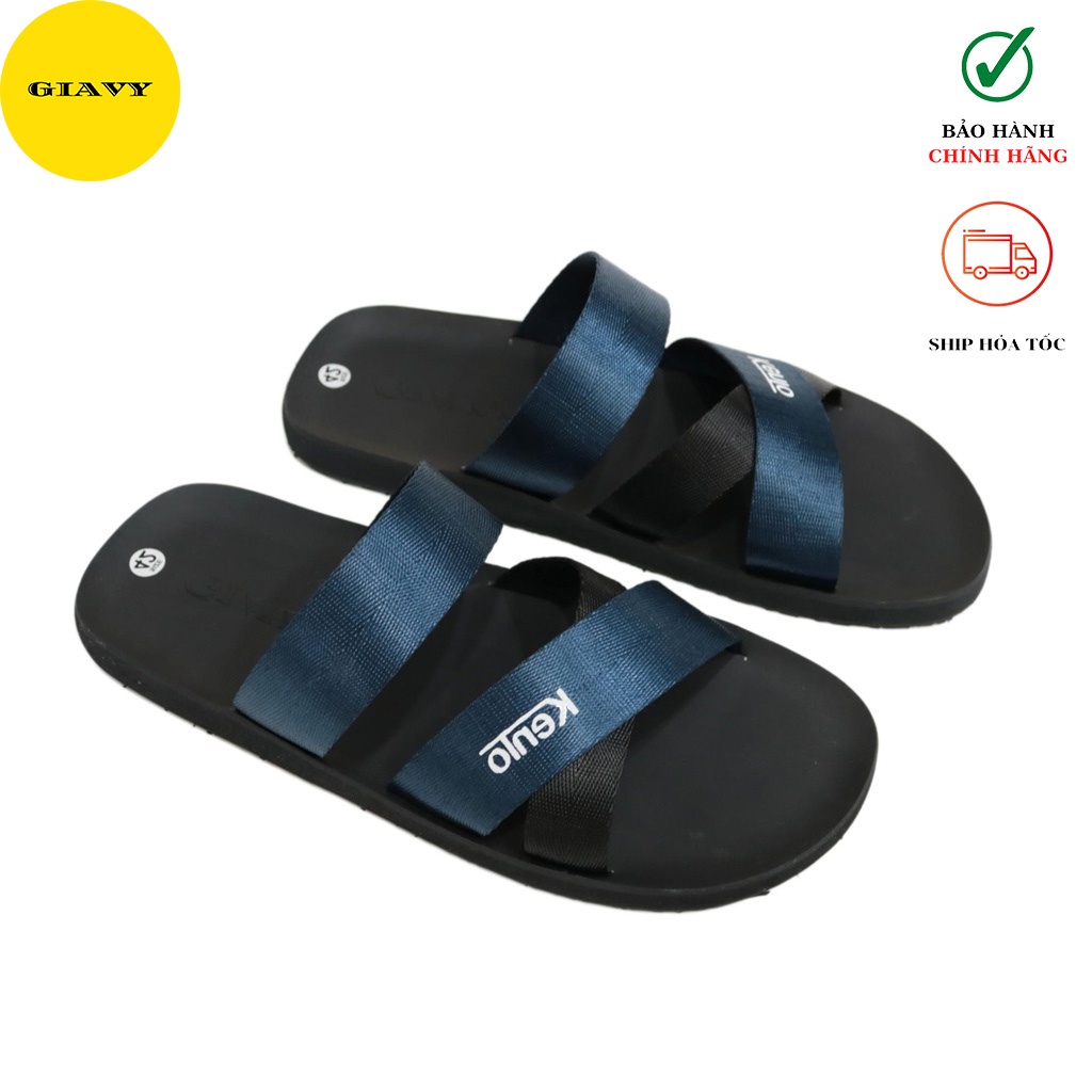 Dép nam quai chéo, vải bố phối màu đơn giản DTL427 - GIAVY