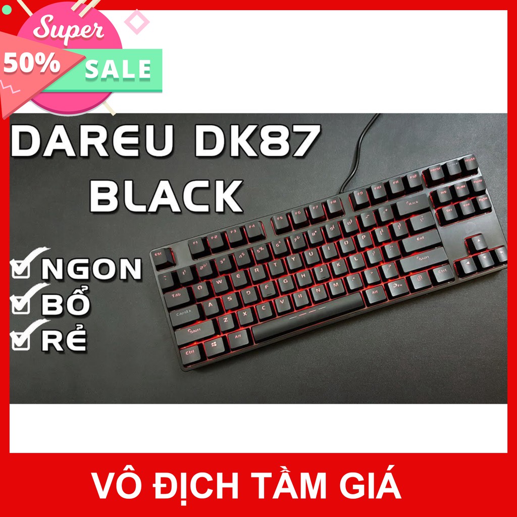 Bàn phím cơ Dareu EK87 - Mã cũ DK87 - Đèn led màu đỏ - Thay được keycap - Bảo hành 24 tháng - Lỗi 1 đổi 1