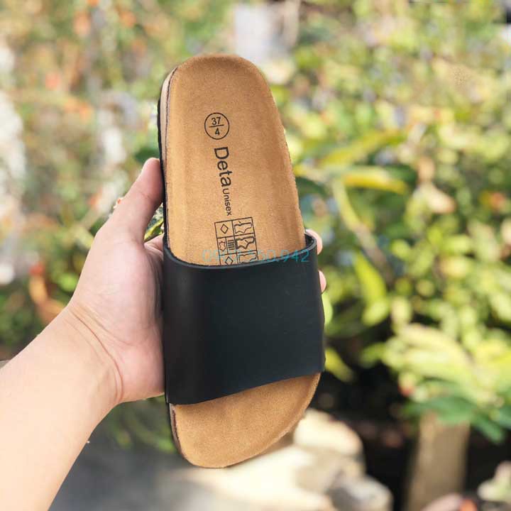 Dép Quai Ngang Bản Lớn Đế Trấu - Dép Unisex Birken - DETA12D CHÍNH HÃNG FULLBOX