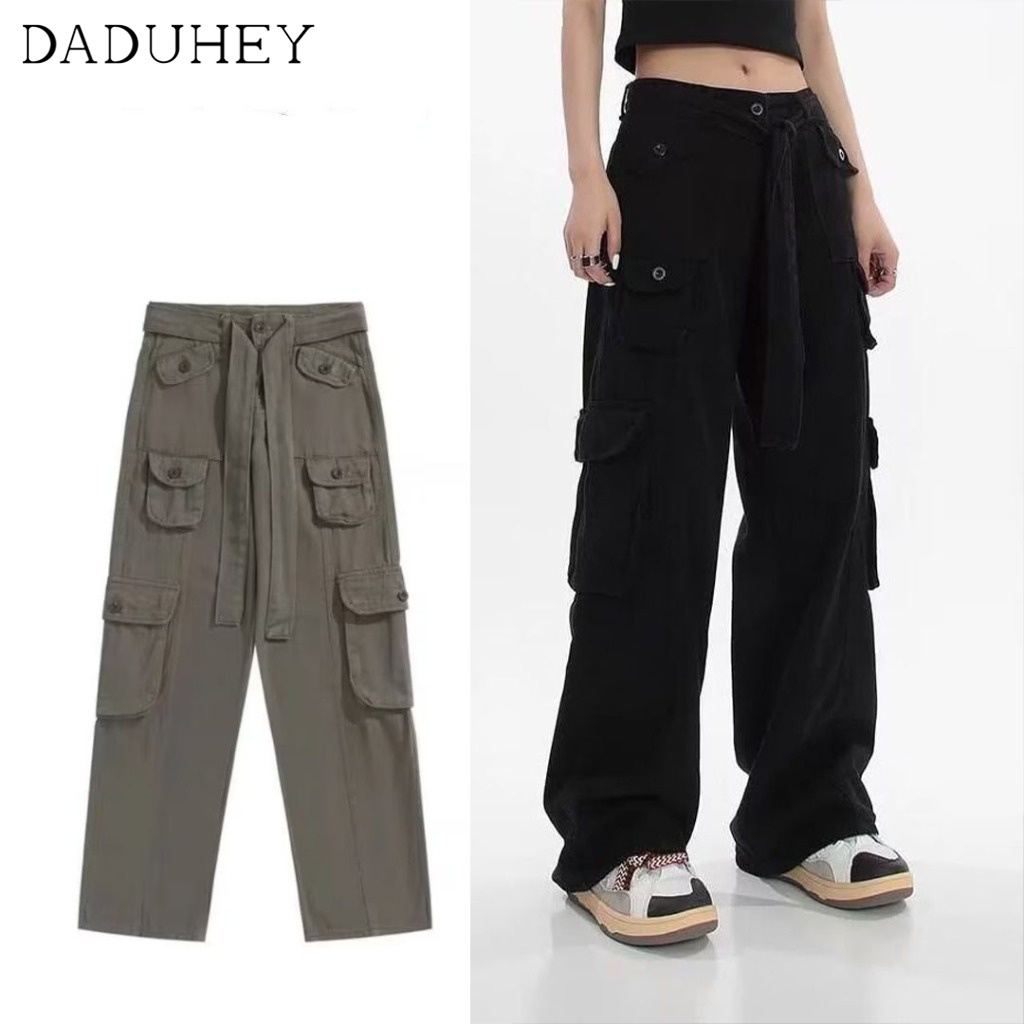 DaDuHey  Men's and Women's Summer 2022 Fashion Brand Functional Loose Straight Cargo Pants Ins Korean Style Trendy Fashion Joker Multi-Pocket Slacks
