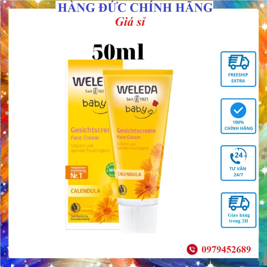 Kem dưỡng da hữu cơ WELEDA cho bé, dưỡng da mặt trẻ em -  Đức